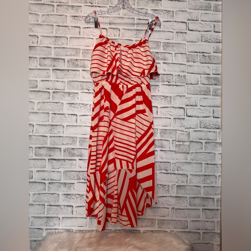 Red and White Striped Women's Dress